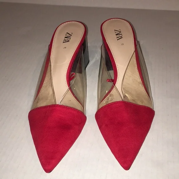 Zara Red Heeled Slipper Shoes | Size 39 / US size 9 - Picture 4 of 7